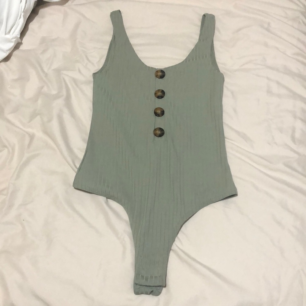 2 for $12 - Ribbed Sage Bodysuit